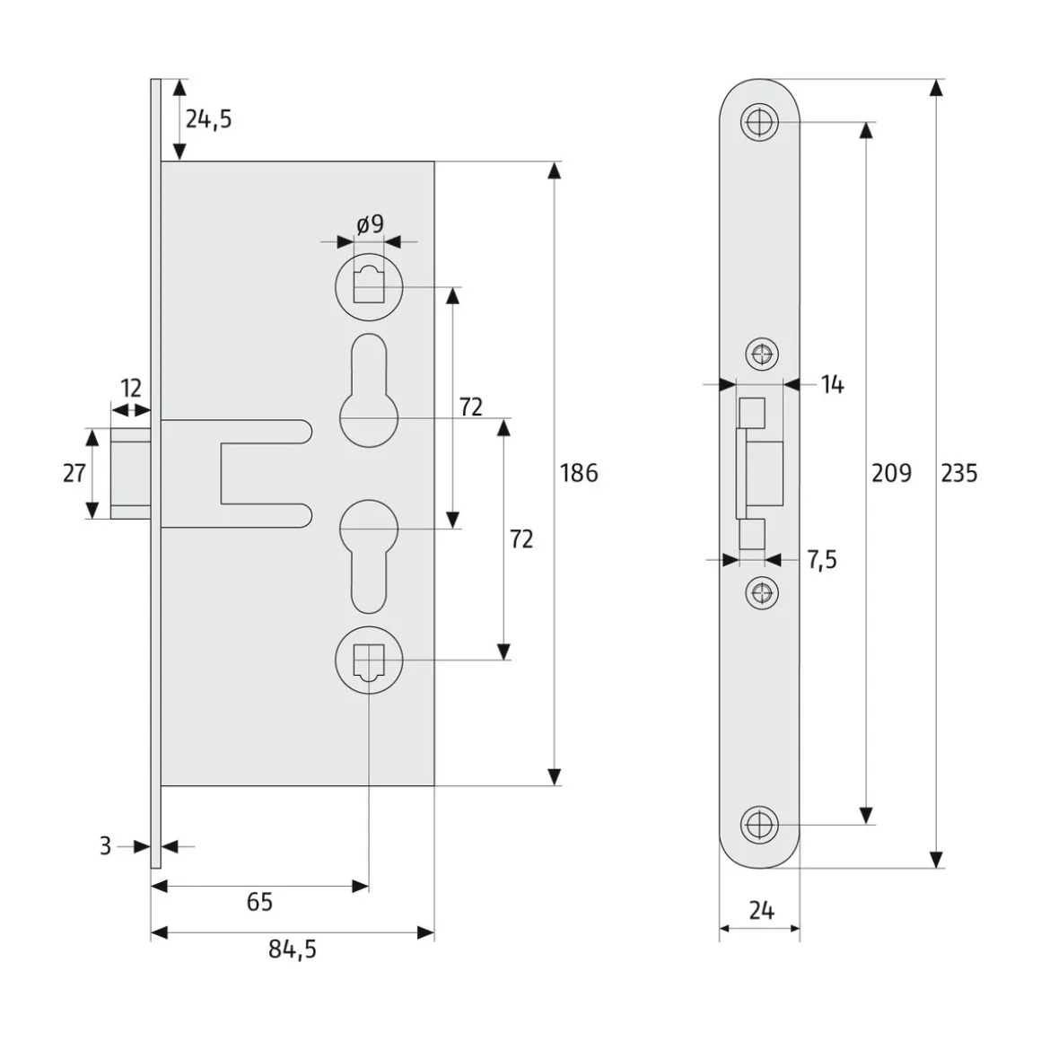Abus Einsteckschloss EFS65