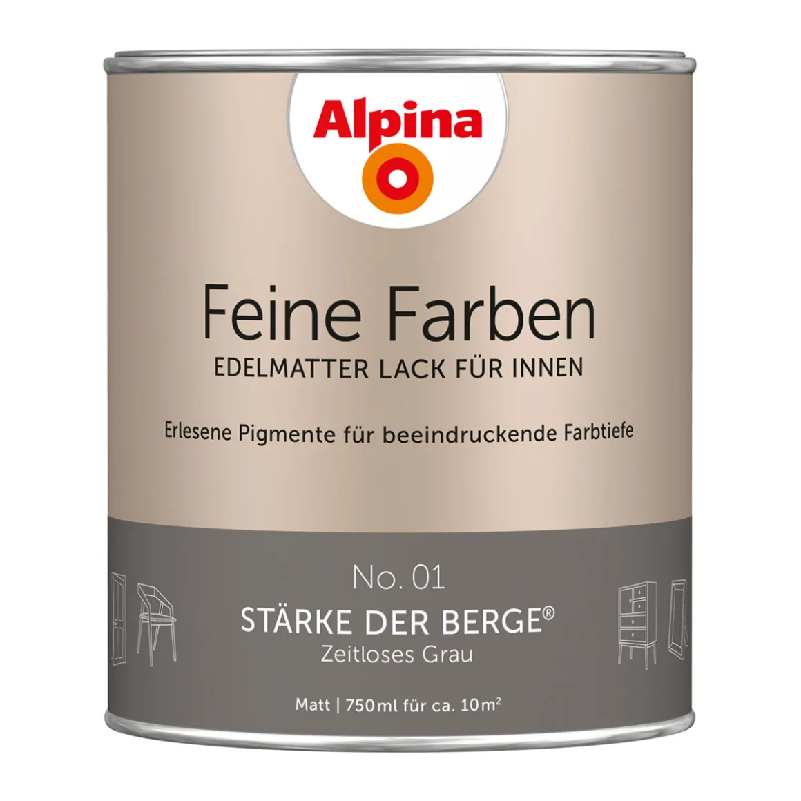 AlpinaBuntlack Feine Farben Lack No 01 Stärke der Berge edelmatt 750ml