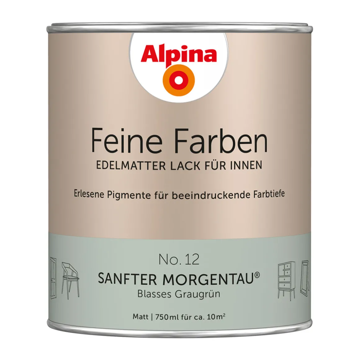 AlpinaBuntlack Feine Farben Lack No 12 Sanfter Morgentau edelmatt 750ml