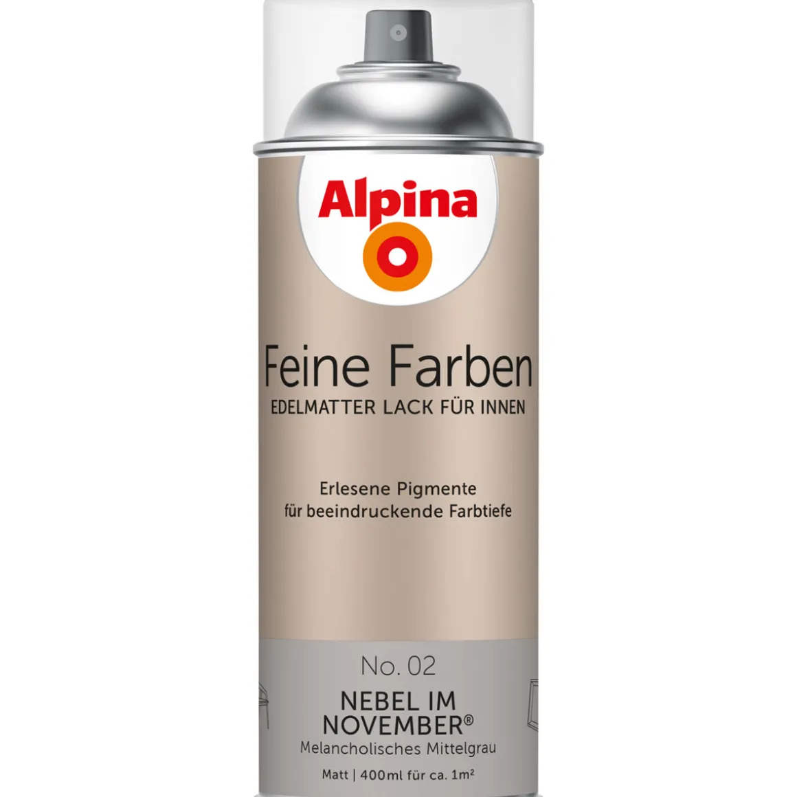AlpinaBuntlack Feine Farben Sprühlack No 02 Nebel im November edelmatt 400ml