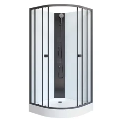 Aurlane Komplettdusche White Circle, rund, Farbe: Schwarz/weiss, 85x85x197,5cm
