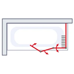 Badewannenaufsatz 3-teilig mit Seiten-wand und Deckenstütze 1288x1400mm T750mm