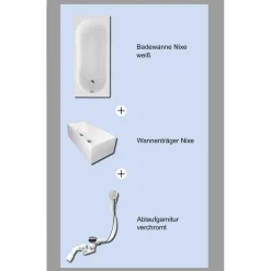 Badewannen-Set Nixe, 170x75cm,best. ausWanne, Wannenträger&Ab-Überlaufgarnitur
