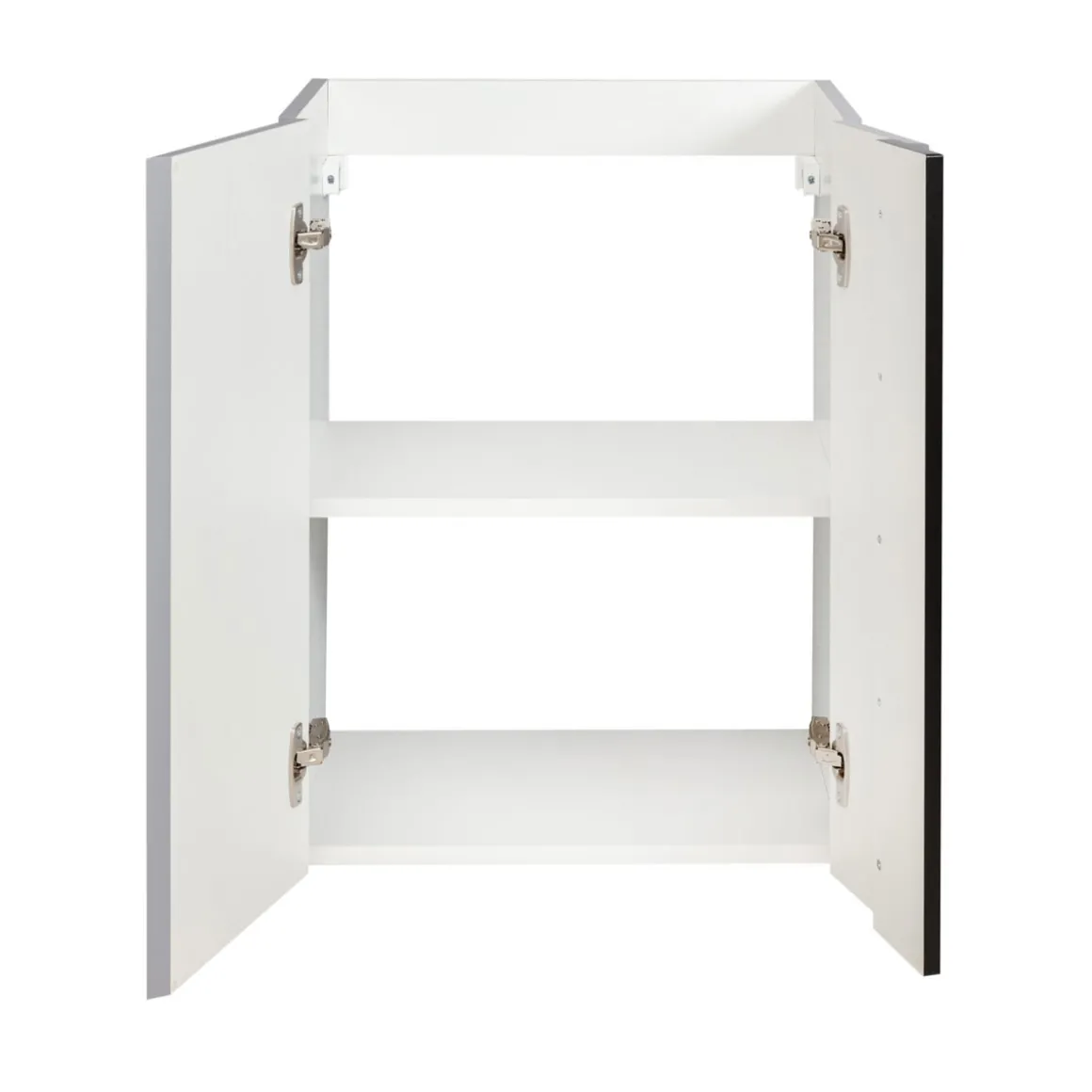 BADMOBIL Waschtischunterschrank LINUS 49 x 63 x 34,5 cm 2 Türen grifflos weiß mit schwarzer Dekorleiste