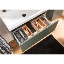 BADMOBIL Waschtischunterschrank CRAFT 63 x 54 x 36 cm 2 Schubladen mit Push-To-Open grün-matt