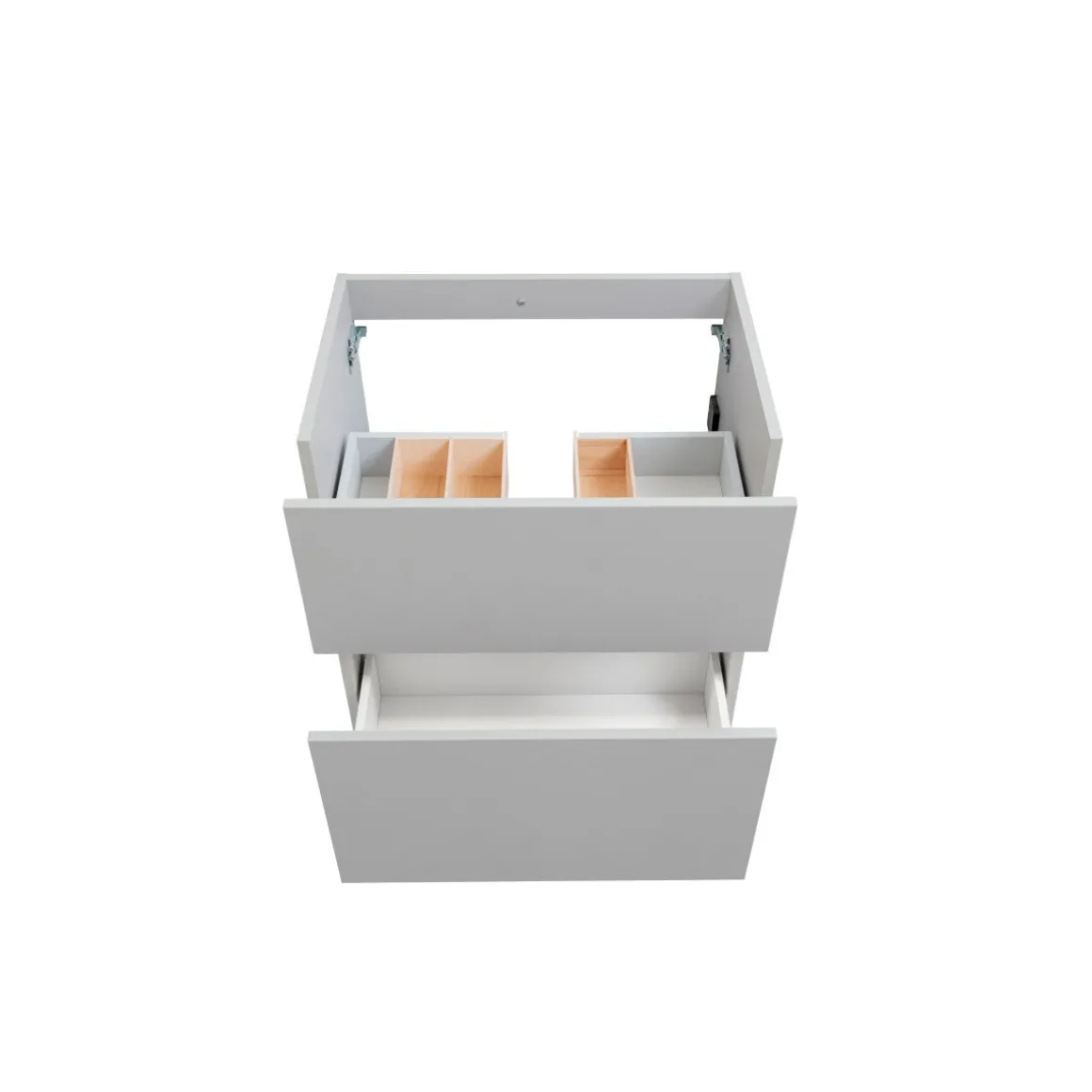 BADMOBIL Waschtischunterschrank FOTON 60 x 65 x 42 cm 2 Schubladen mit Softclose dimmbare LED-Beleuchtung mit Bewegungsmelder hellgrau