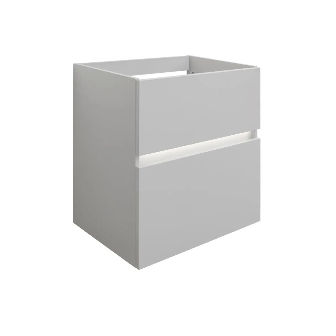 BADMOBIL Waschtischunterschrank FOTON 60 x 65 x 42 cm 2 Schubladen mit Softclose dimmbare LED-Beleuchtung mit Bewegungsmelder hellgrau
