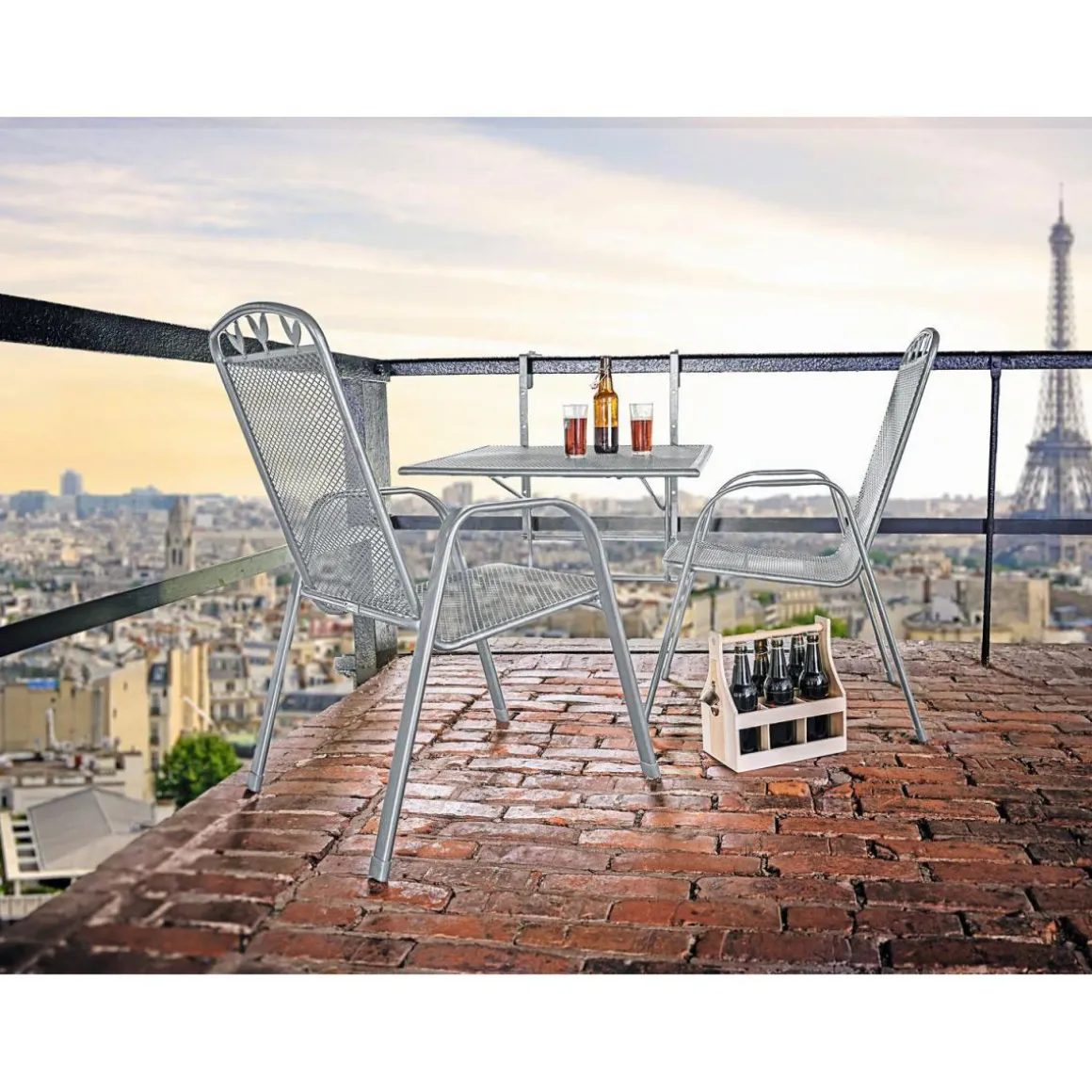 Balkonhaengetisch XL Toulouse eisengrauca. 70x88x47-79 cm