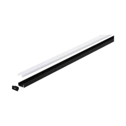Base Profil mit weissem Diffusor 2 mschwarz eloxiert/weiss Alu/Kunststoff