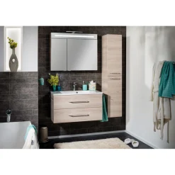 B.Clever LED-Spiegelschrank 90x71x16cm2 Tueren m. Schalter/Steckdose