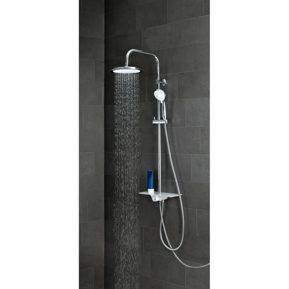Überkopfbrauseset Aquastar mit Ablage chrom-weiß