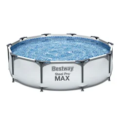 Bestway Frame-Pool-Set Steel Pro MAX mit Filterpumpe Durchmesser 305 x 76 cm lichtgrau