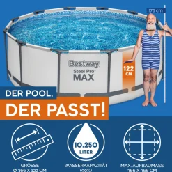 Bestway Steel Pro Max Frame-Pool-Set366x122cm Dm. 3,66x1,22m