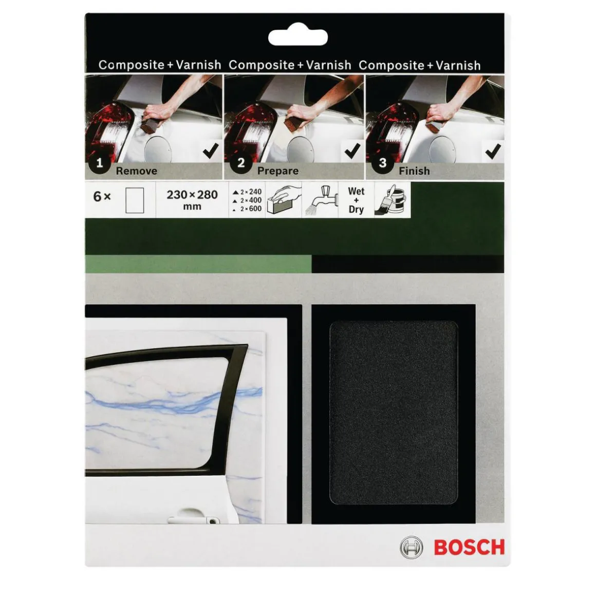 BoschDIY Handschleif-Set 230 x 280 mm 2xK240K400K600 4- teilig schwarz