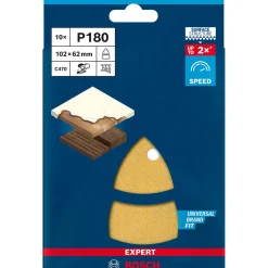 Bosch ProfessionalExpert C470 Schleifpapier mit 11 Löchern für Multischleifer 102 x 62 mm 93 mm G 180 10- teilig