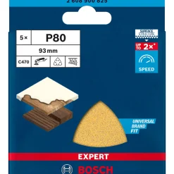 Bosch ProfessionalExpert C470 Schleifpapier für Deltaschleifer 93 mm G 80 5 Stück