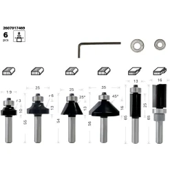 Bosch ProfessionalRand- und Kantenfräse-Set GKF 12V 6-teilig