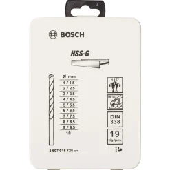 Bosch Professional19-teiliges Metallbohrer-Set HSS-G DIN 338 135 in Metallkassette 1–10 mm