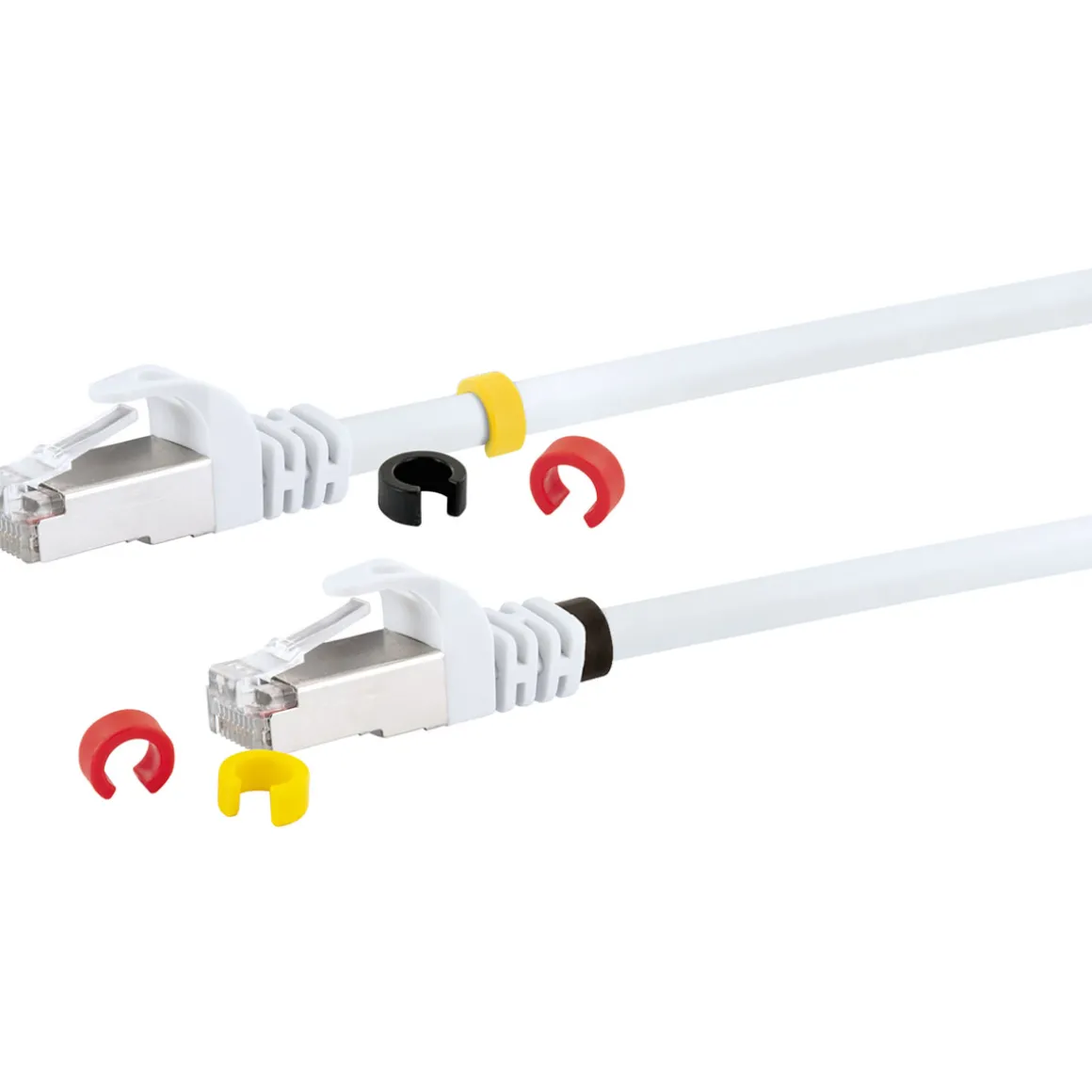 CAT7 Netzwerkkabel S/FTP 3Farbclips 2,5mweiss