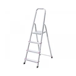 CORDA Stufen-Stehleiter, Aluminium, bis150 kg belastbar 4 Stufen, AH ca. 2,80 m
