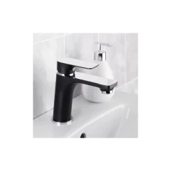 Cornat Waschtischarmatur-Set Edition Black, Druck-Ablauf, Farbe: Schwarz/Chrom