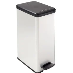 Curver Mülleimer DECO Bin SLIM 40L mit Pedal schwarz silber metallic