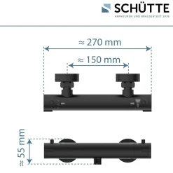 Duschthermostat London,schwarz-matt, 1/2Verbruehschutz und Wassersparfunktion