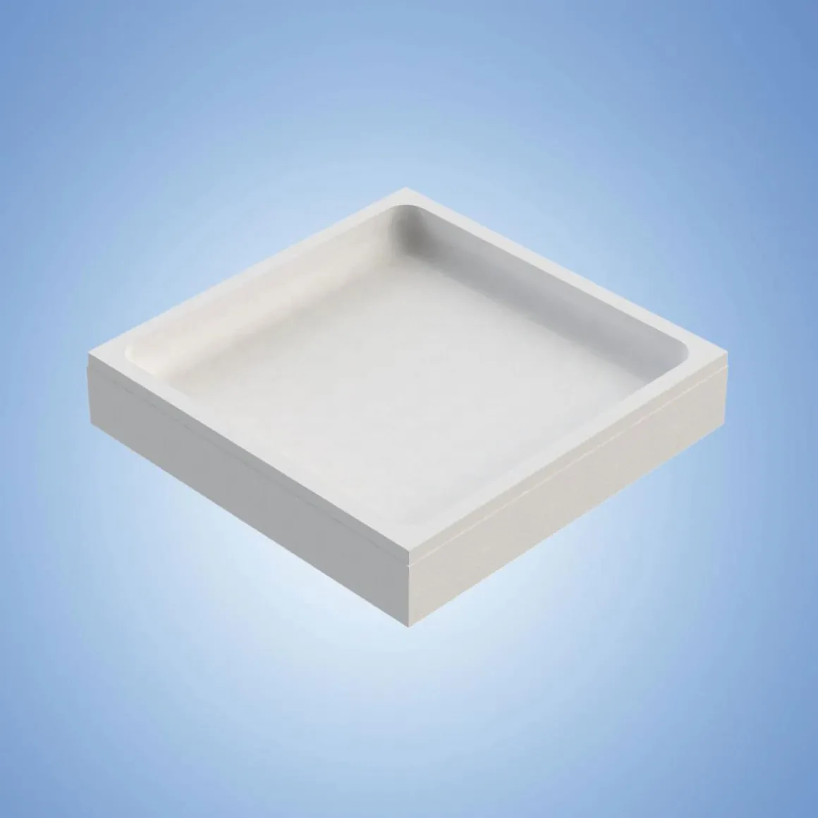 Duschwanne quadratisch 90x90/3 weissKomplettset mit Traeger u. Ablaufgarnit.