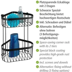 Eckregal 2 Etagen Classic Plus, schwarz