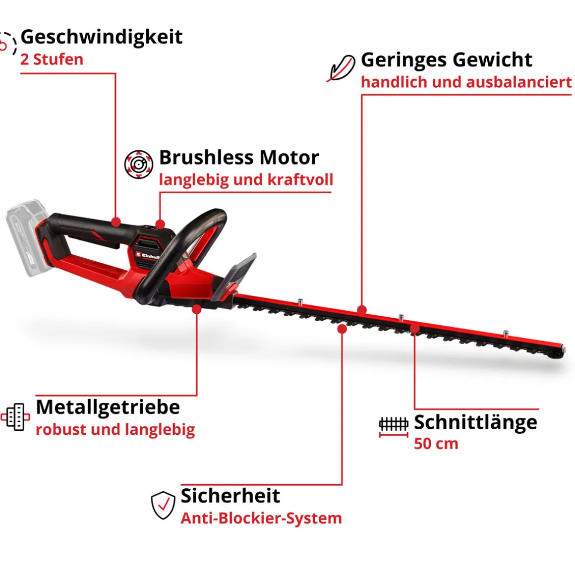 Einhell Akku-HeckenschereGP CH 18/50 Li BL-Solo