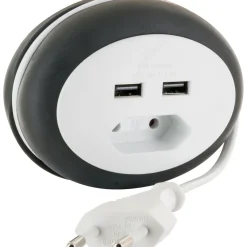 Euroverlaengerung mit 2x USB in weiss3,0 Kabel