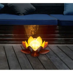 Flector Garten LED-Solar-Dekoleuchte Lotus kupfer