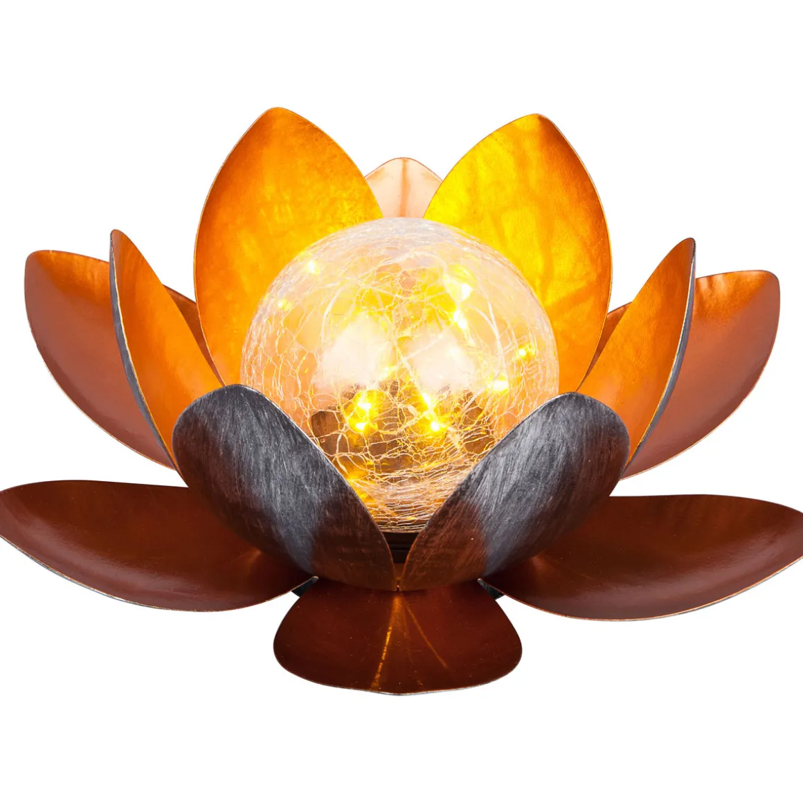 Flector Garten LED-Solar-Dekoleuchte Lotus kupfer