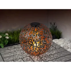 Flector Garten LED-Solar-Dekokugel Orient silber gebürstet Durchmesser 30 cm