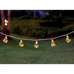 Flector Garten LED-Solar-Lichterkette Golden Vintage mit Naturfaser
