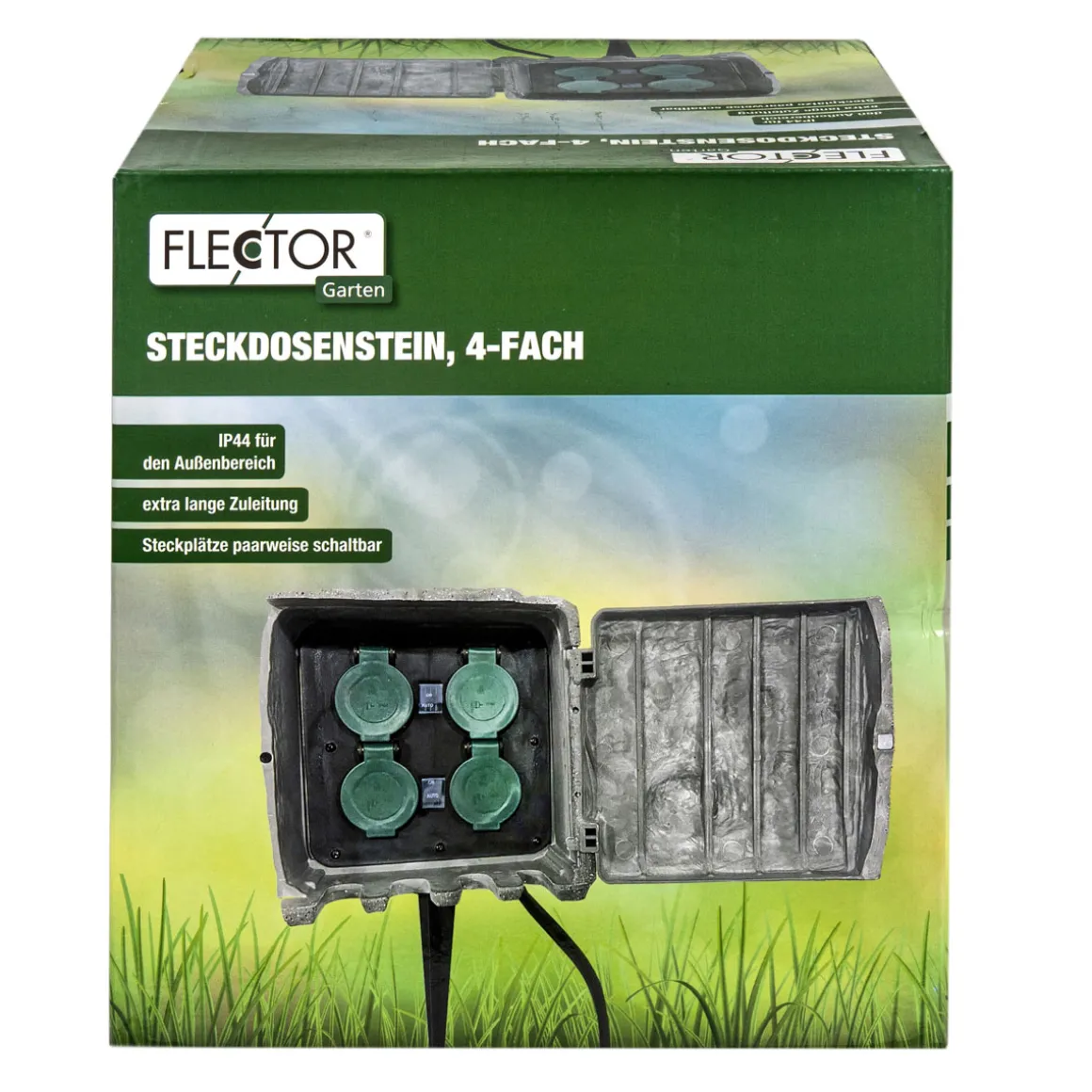 Flector Garten Steckdosenstein 4- Fach