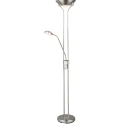 Flector LED- Deckenfluter Lagos m. Leseleuchte H180cm 20W+5W warmweiss, dimmbar, Metall