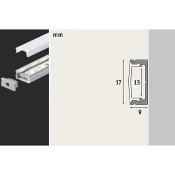 Function Base Profil mit Diffusor 200 cmAlu eloxiert/Satin Alu/Kunststoff