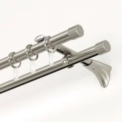 GardiniaGardinenstange Memphis mit Innenlauf Durchmesser 16 mm 160 cm Edelstahl-Optik