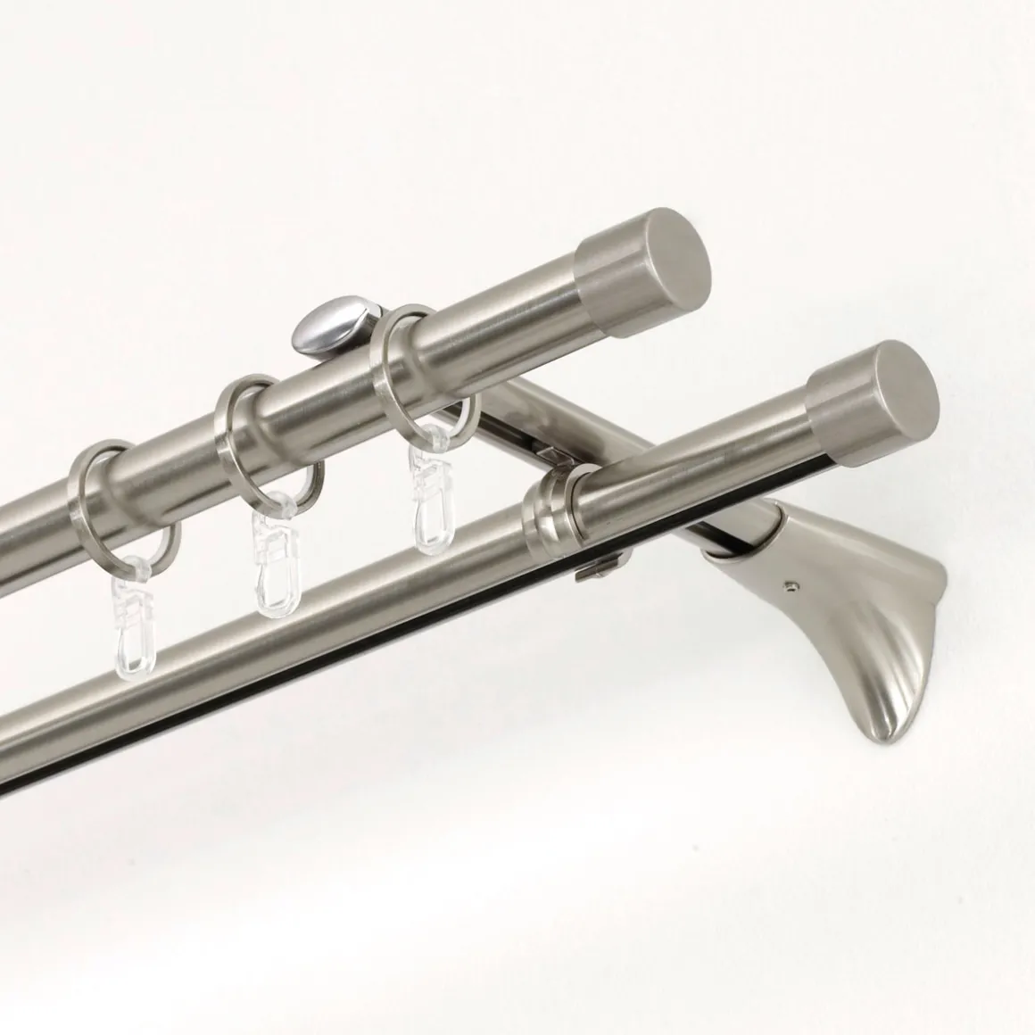 GardiniaGardinenstange Memphis mit Innenlauf Durchmesser 16 mm 200 cm Edelstahl-Optik