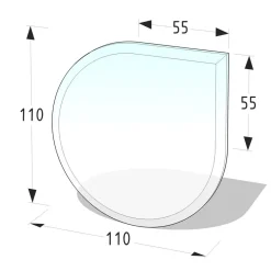 Glasbodenplatte 110x110 cm8 mm, Tropfenform, Klarglas