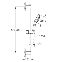 Grohe Brausestangenset Vitalio Comfort 110 3 Strahlarten (Rain, Jet, Massage)