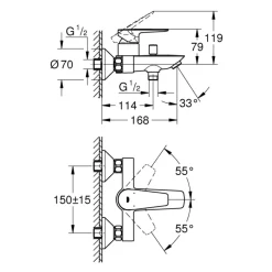 Grohe Einhand-Wannenbatterie Start Edge chrom 15 x 16,8 cm
