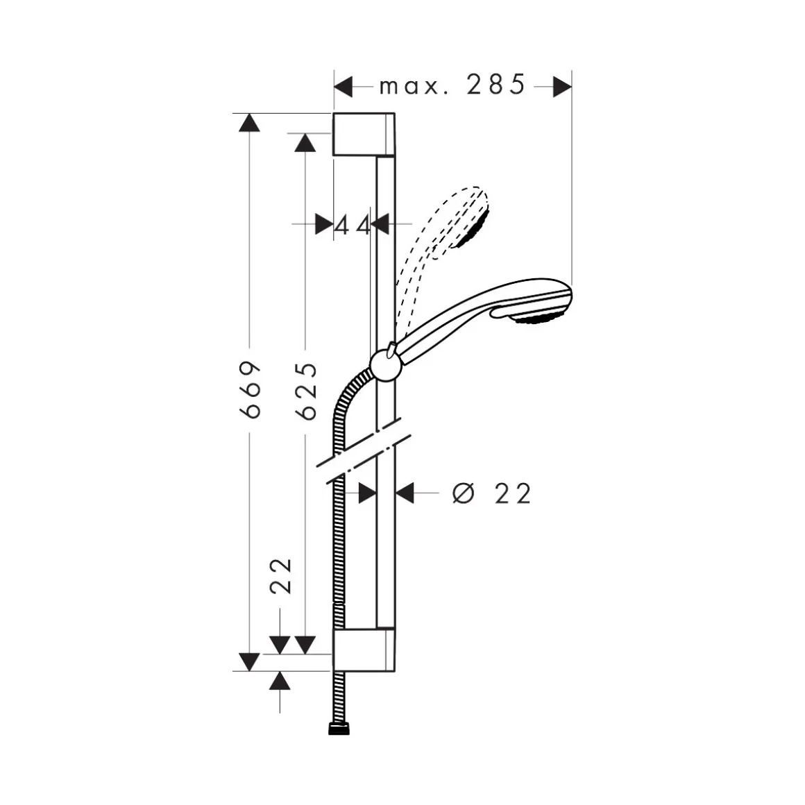 Hansgrohe Brauseset Vario mit Brausestange 65 cm