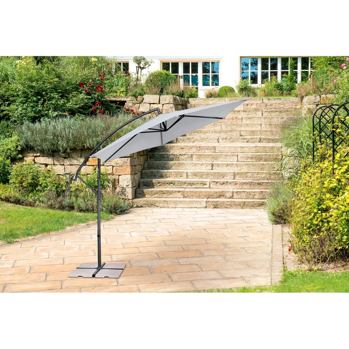 Haveson Ampelschirm Salerno 300 cm silber/grau