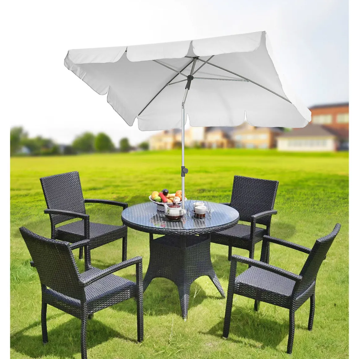 Haveson Marktschirm Udine silber-grau 210 x 140 cm