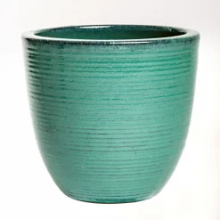 Haveson Pflanztopf Feine Rille türkis glasiert Durchmesser 28 x 27 cm