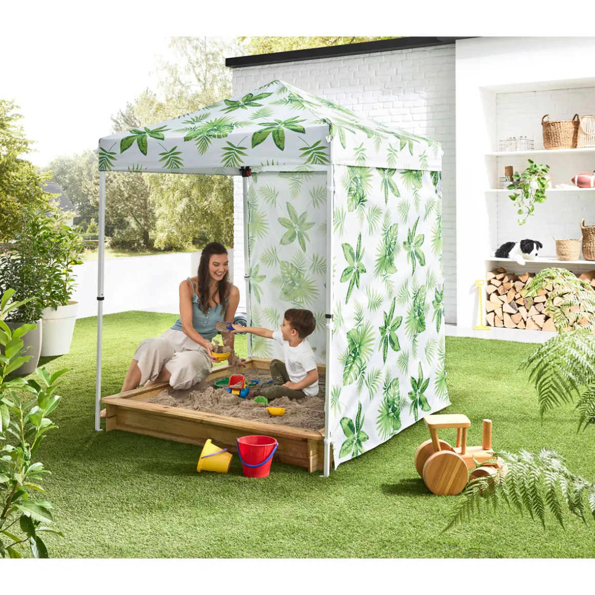 Haveson Push-Up Mini-Faltpavillon PALM LEAF 150 x 150 cm
