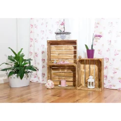 Holzkiste geflammt braun 50 x 40 x 30 cm