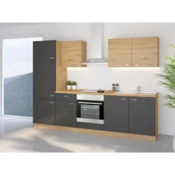 Küchenzeile Alina Eiche Artisan Matera anthrazit 270 cm